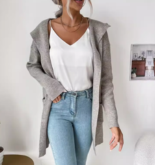 Myres Pocketed Hooded Knit Cardigan - Taupe