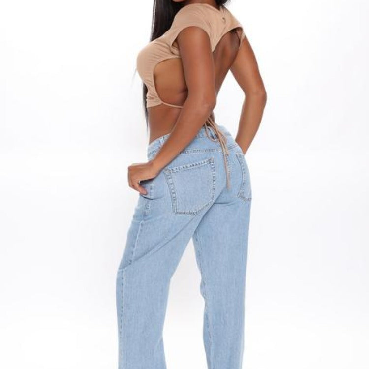 All That Matters Straight Leg Jeans - Light Blue Wash