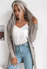 Myres Pocketed Hooded Knit Cardigan - Taupe