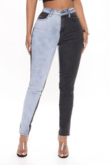 A Double Life Two Tone Skinny Jeans - Blue/combo