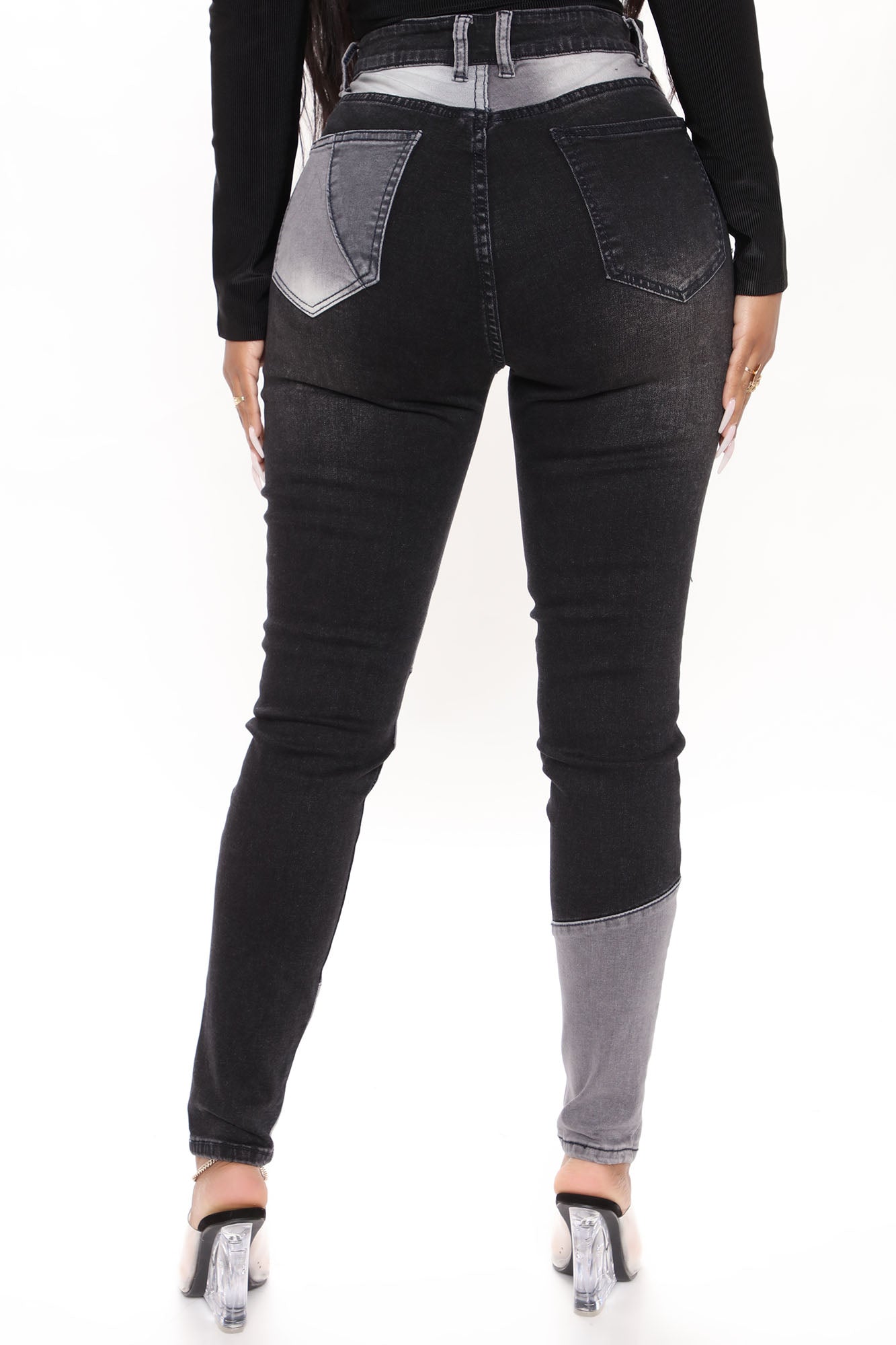 All Fixed Up Patchwork Skinny Jeans - Black/combo