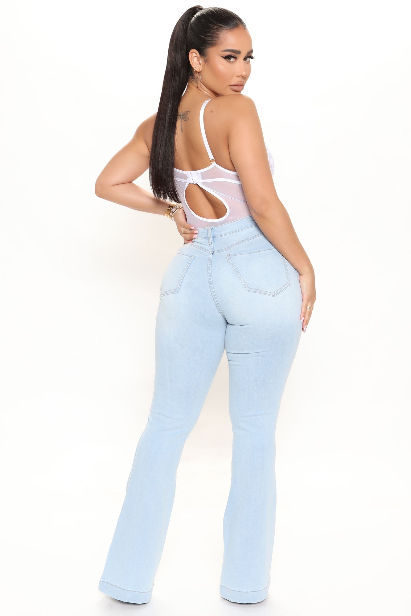 Clear Your Schedule Flare Jeans - Light Blue Wash