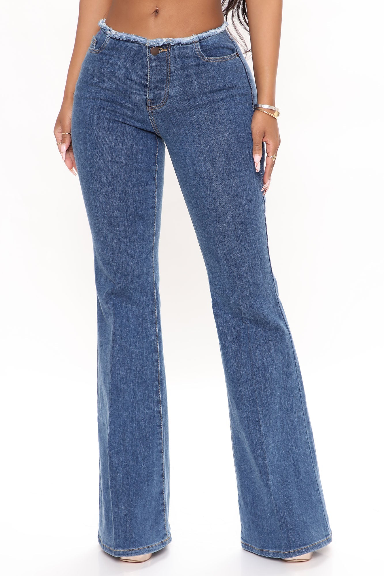 After All These Years Low Rise Flare Jeans - Medium Blue Wash