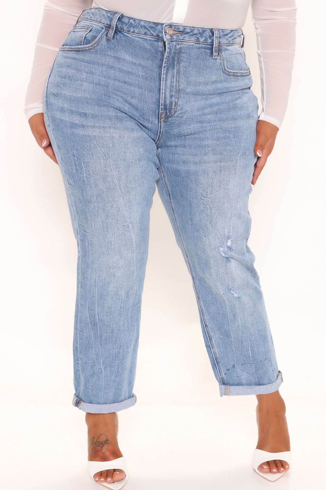 It's Official Stretch Mom Jeans - Medium Blue Wash