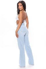 Can't You Relax Straight Leg Jeans - Light Blue Wash