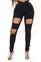 Catty Distressed Skinny Jeans - Black