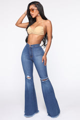 Mystery Solved Extreme Bell Bottom Jeans - Medium Blue Wash
