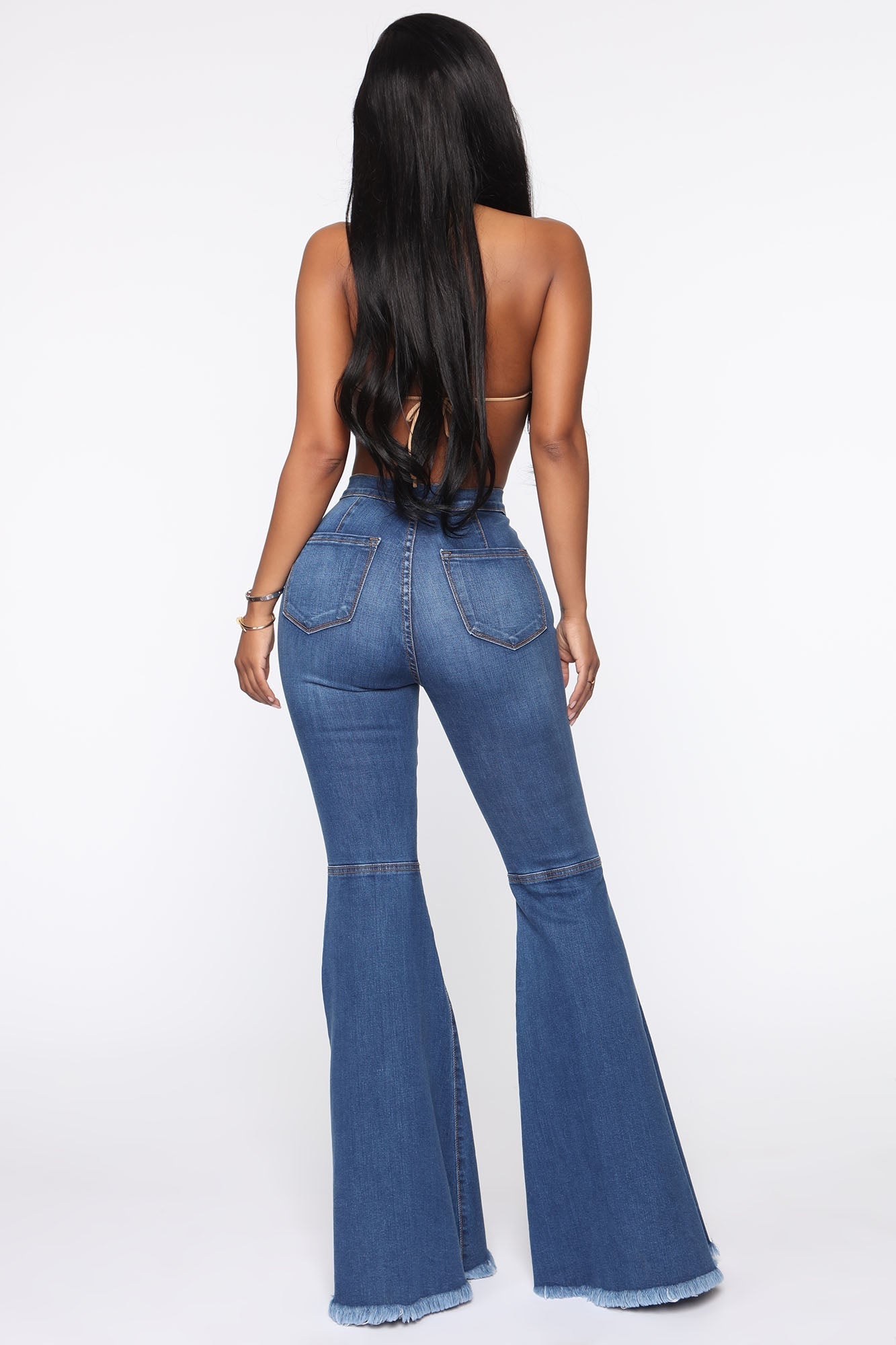 Mystery Solved Extreme Bell Bottom Jeans - Medium Blue Wash