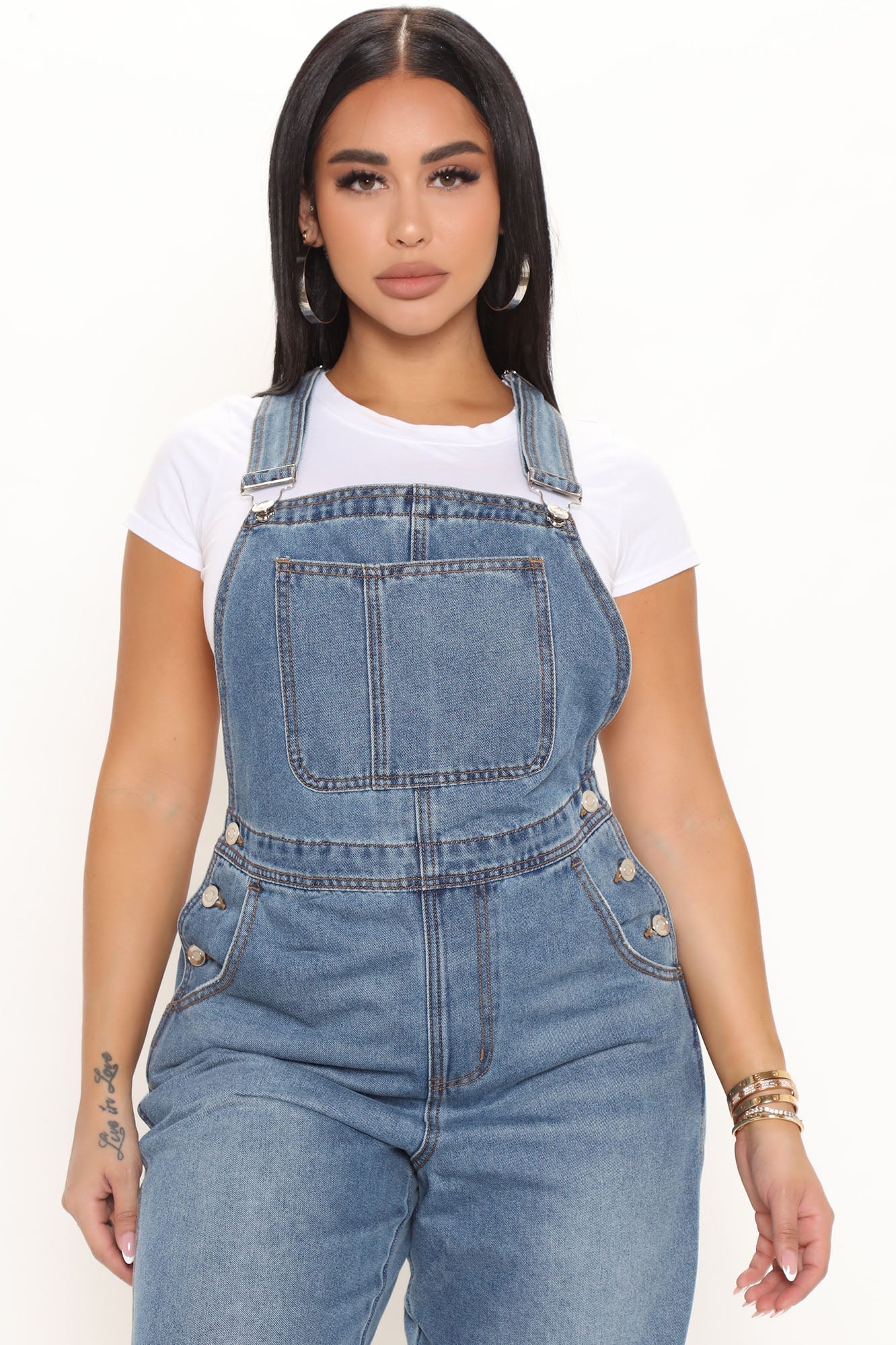 Loose Fit Recycled Denim Overalls - Medium Blue Wash – VP Clothes