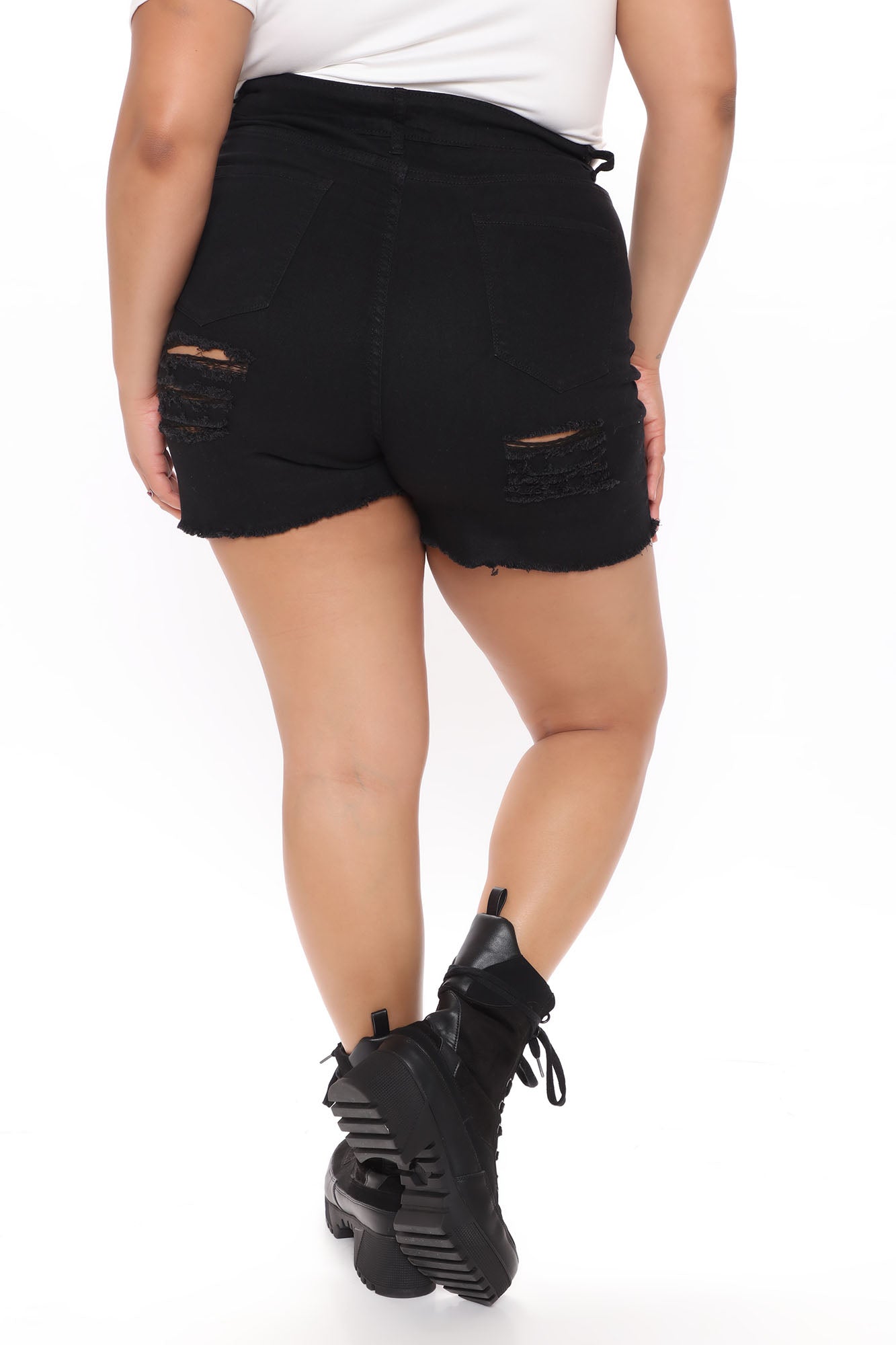 All The Booty Ripped Denim Shorts - Black