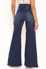 Love Letters Recycled High Waist Wide Leg Jeans - Dark Wash