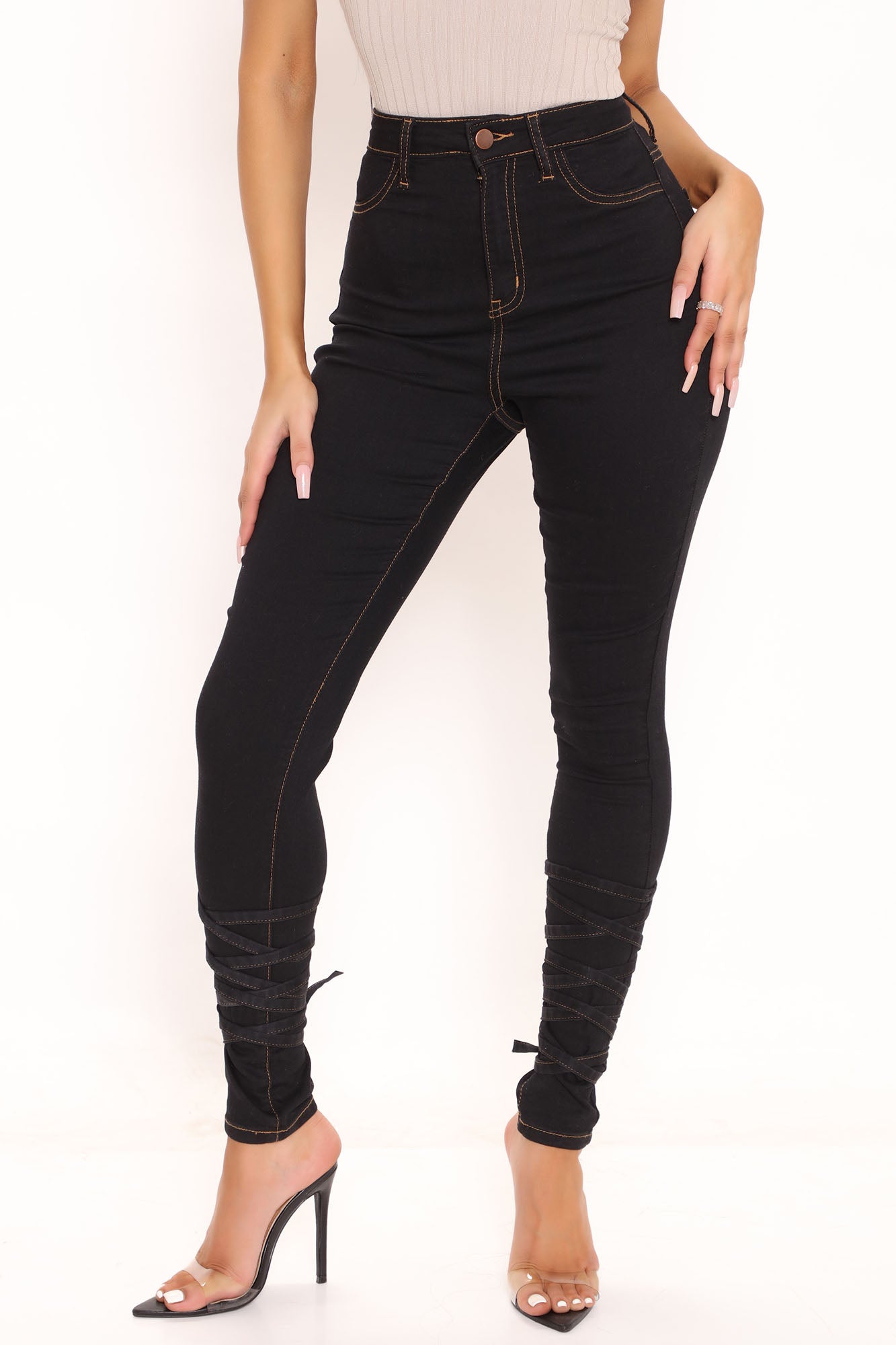 Can't Tie Me Down High Rise Skinny Jeans - Black – VP Clothes