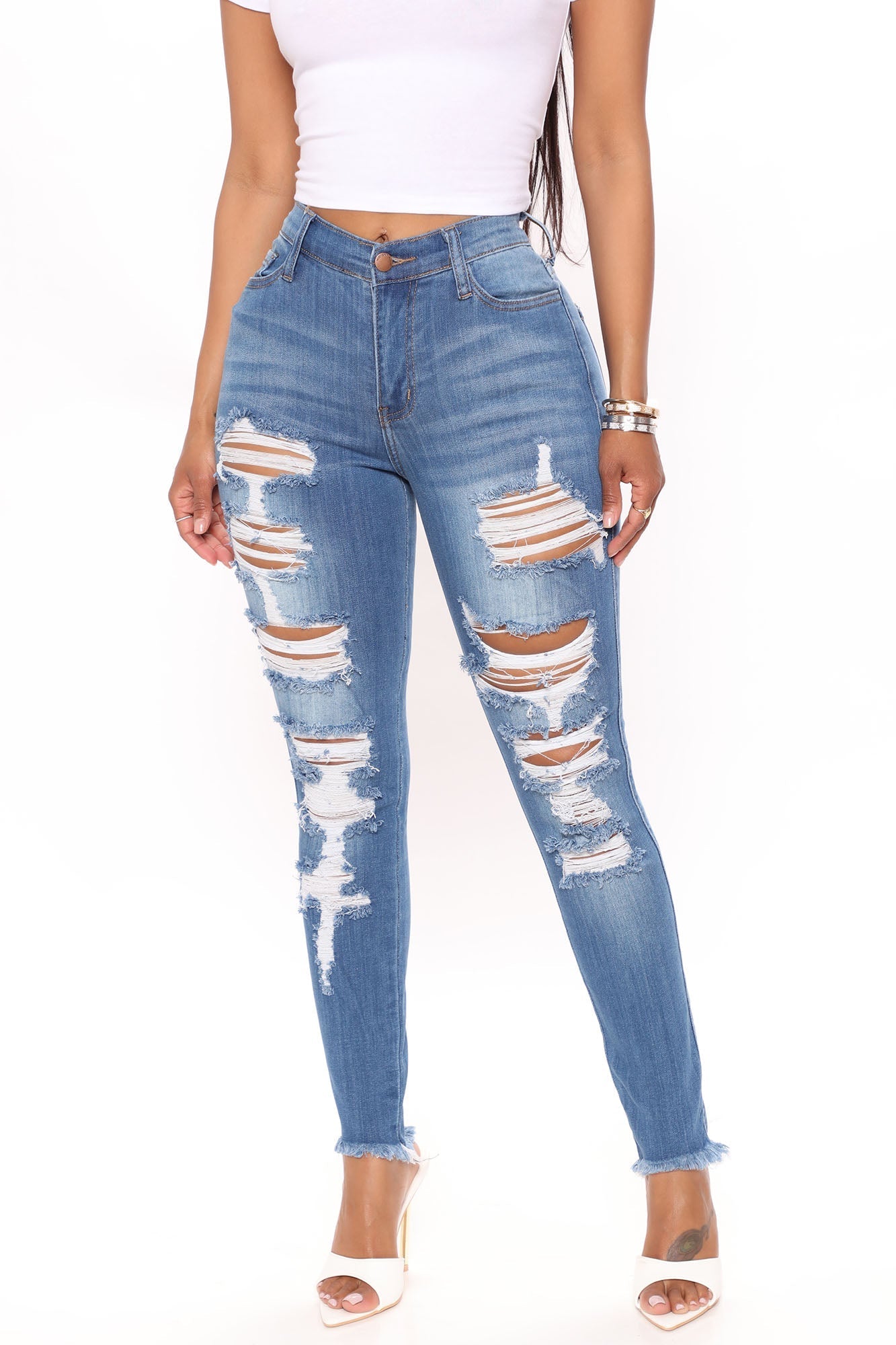 La Jolla Super Stretch Skinny Jeans - Medium Blue Wash – VP Clothes
