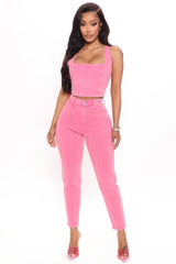Candy Coated High Rise Mom Jeans - Pink