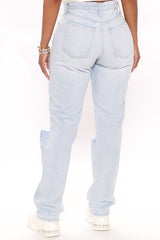 Leave It To Me Straight Leg Jeans - Light Blue Wash
