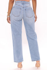 Classic High Waist Loose Jeans - Light Blue Wash