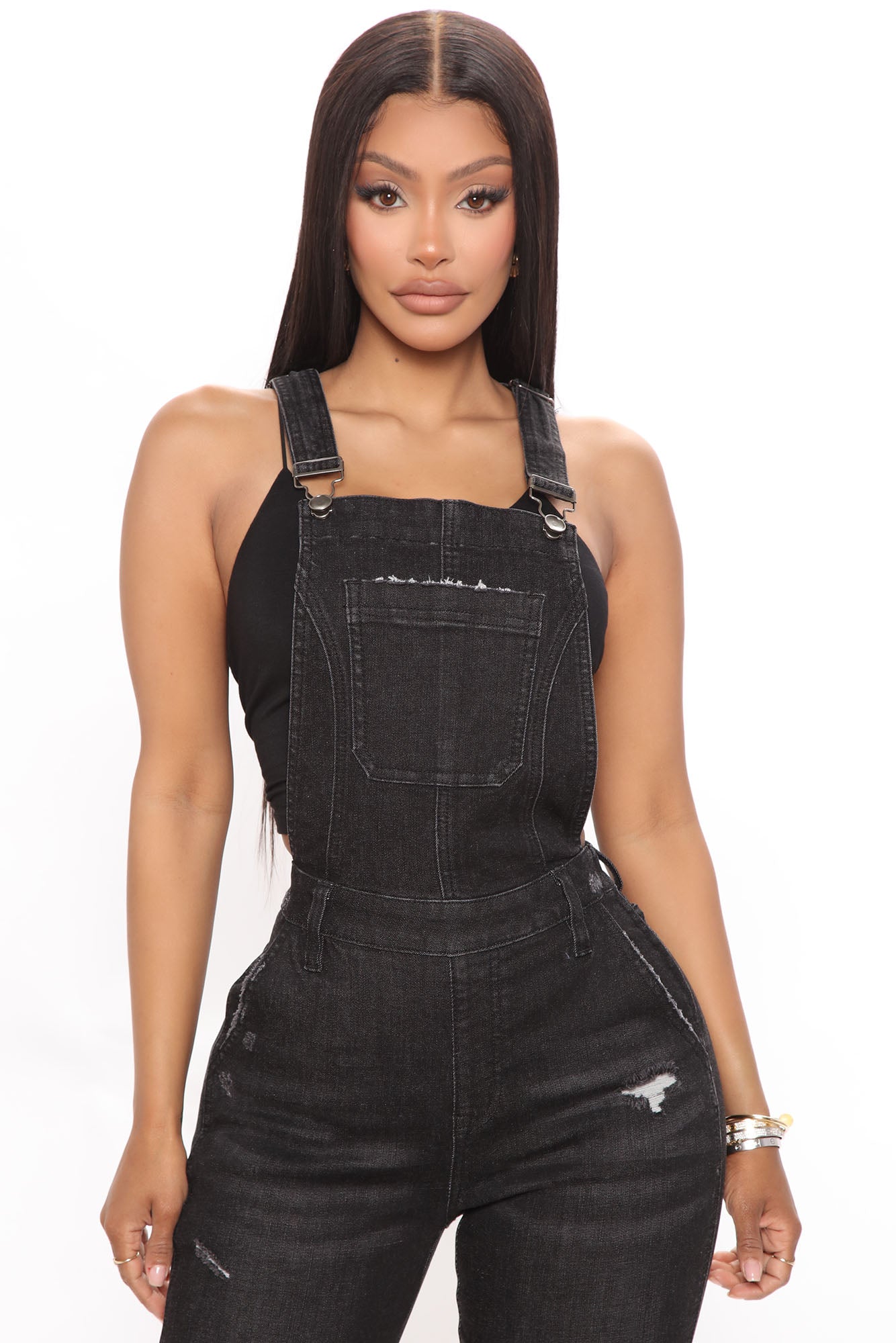 Call It A Day Stretch Overalls - Black