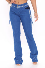 Stay Groovy Low Rise Bootcut Jeans - Blue