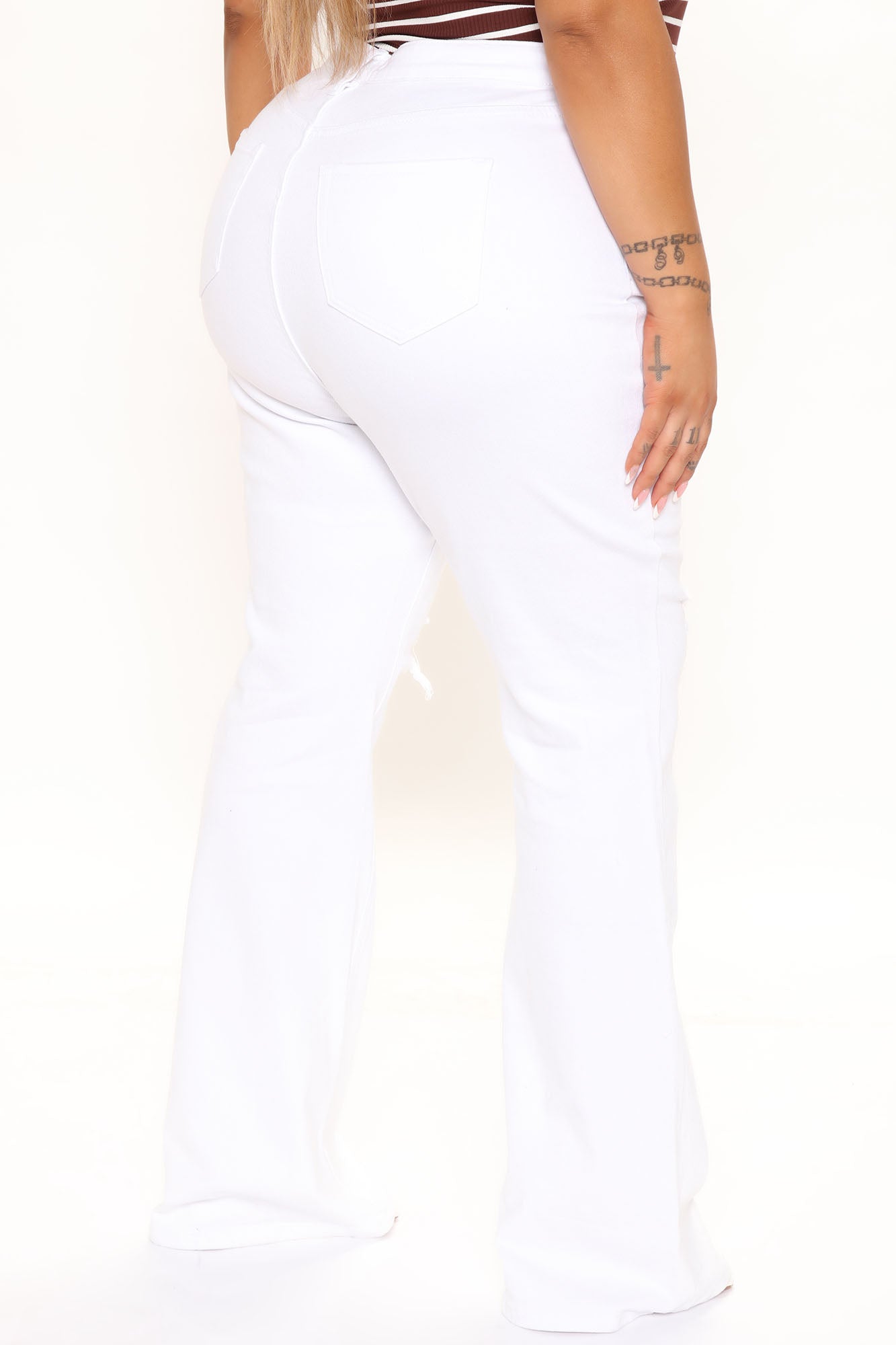 Off The Grid High Rise Flare Jeans - White – VP Clothes