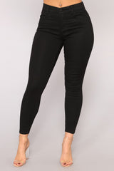 Cassie Elastic Waistband Jeans - Black