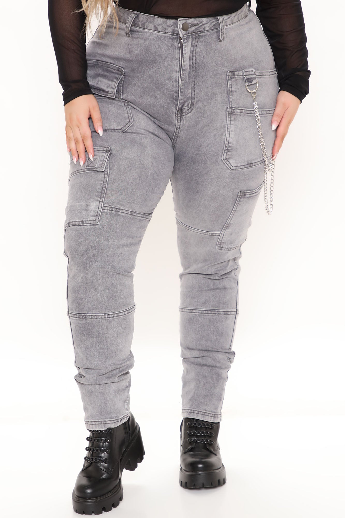 Off The Chain Cargo Jeans - Grey