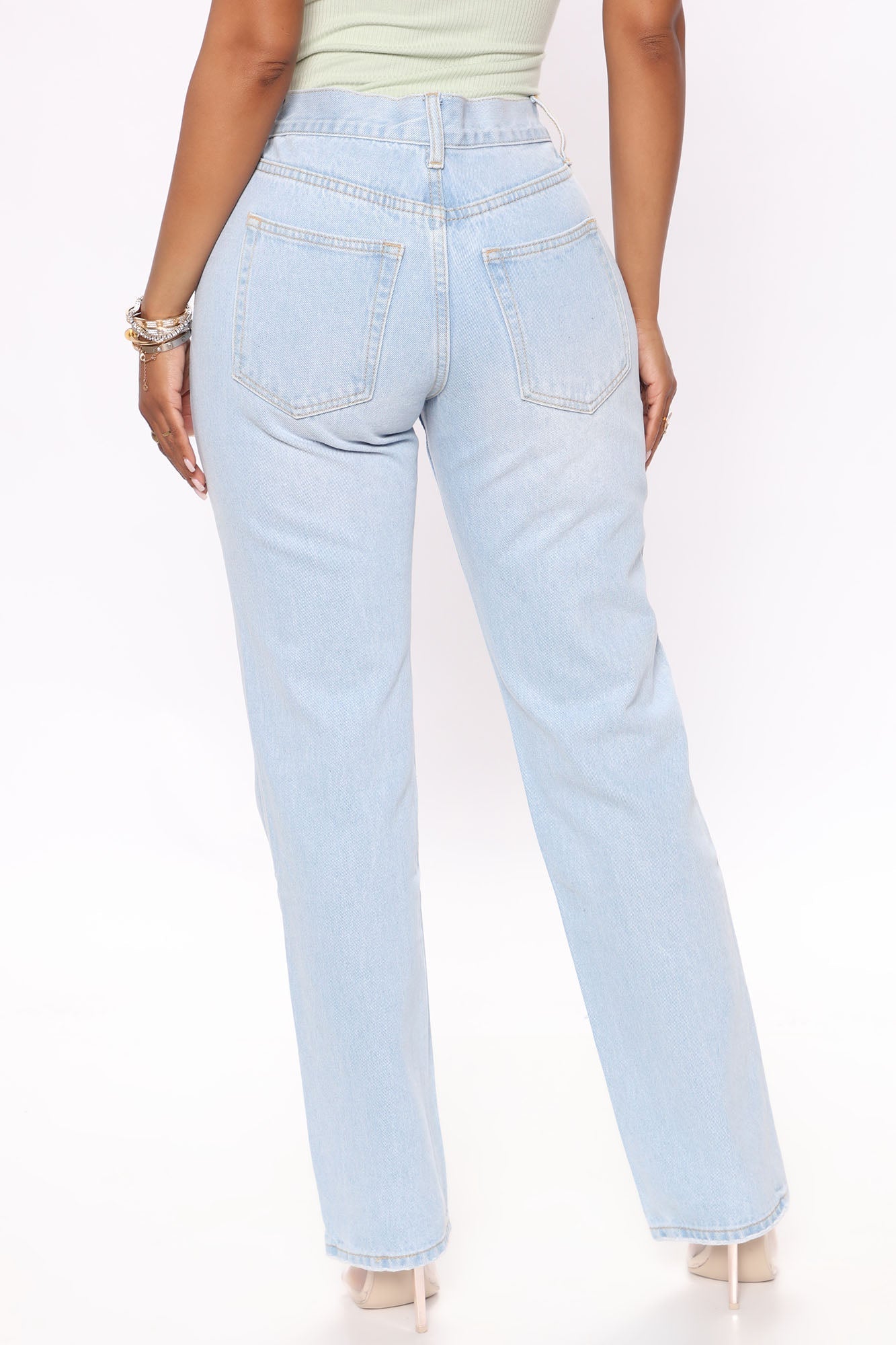Lost Your Number Slouchy Straight Leg Jeans - Light Blue Wash
