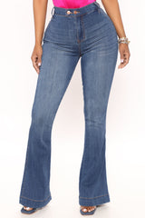Janelle High Waist Trouser Flare Jean - Medium Blue Wash