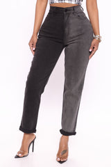I Got It From My Mama Two Tone Jeans - Black/Grey
