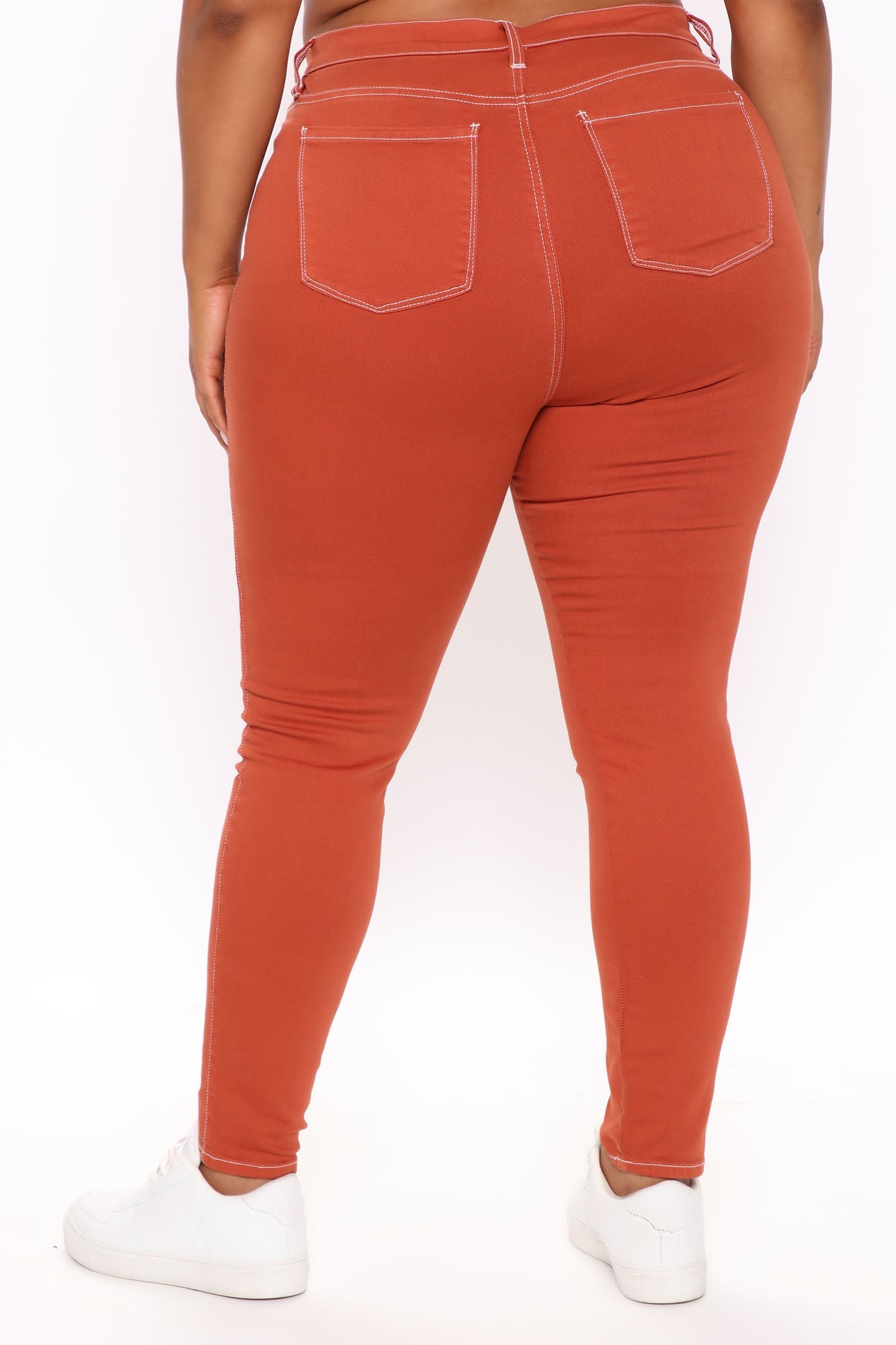Lilah Stretch Skinny Jeans - Rust