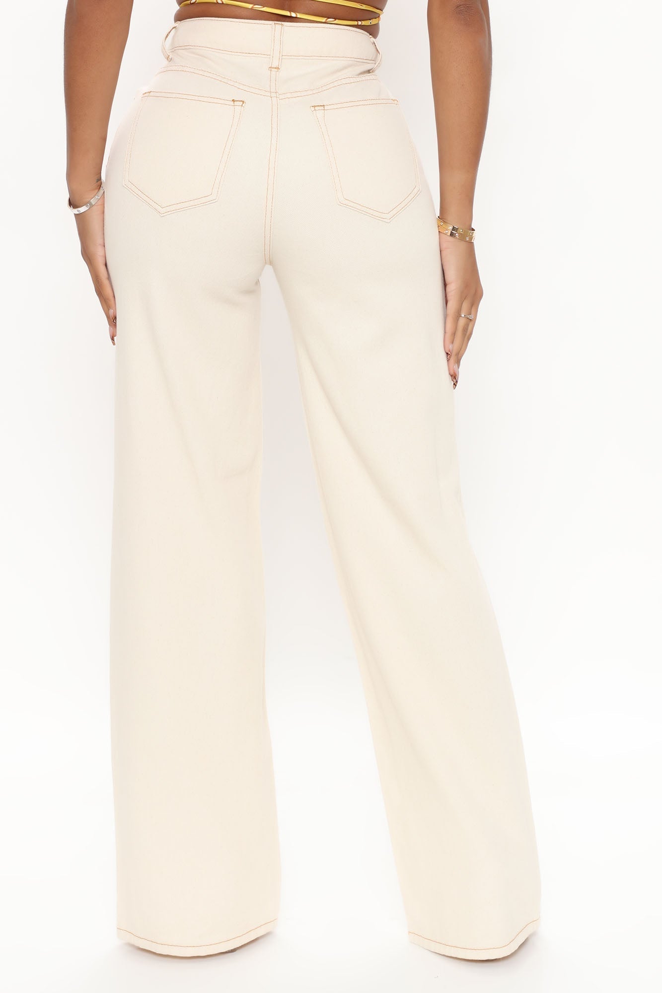 Natural Attraction Non Stretch Wide Leg Jeans - Sand