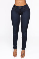 Flex Game Strong Low Rise Skinny Jeans - Dark Blue Wash