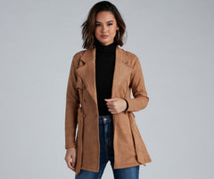 Classic And Elevated Faux Suede Trench