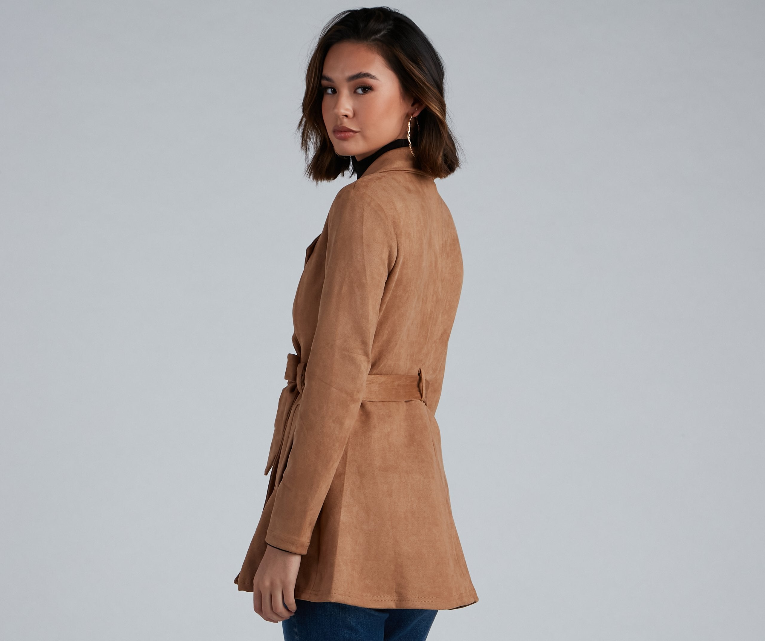 Classic And Elevated Faux Suede Trench