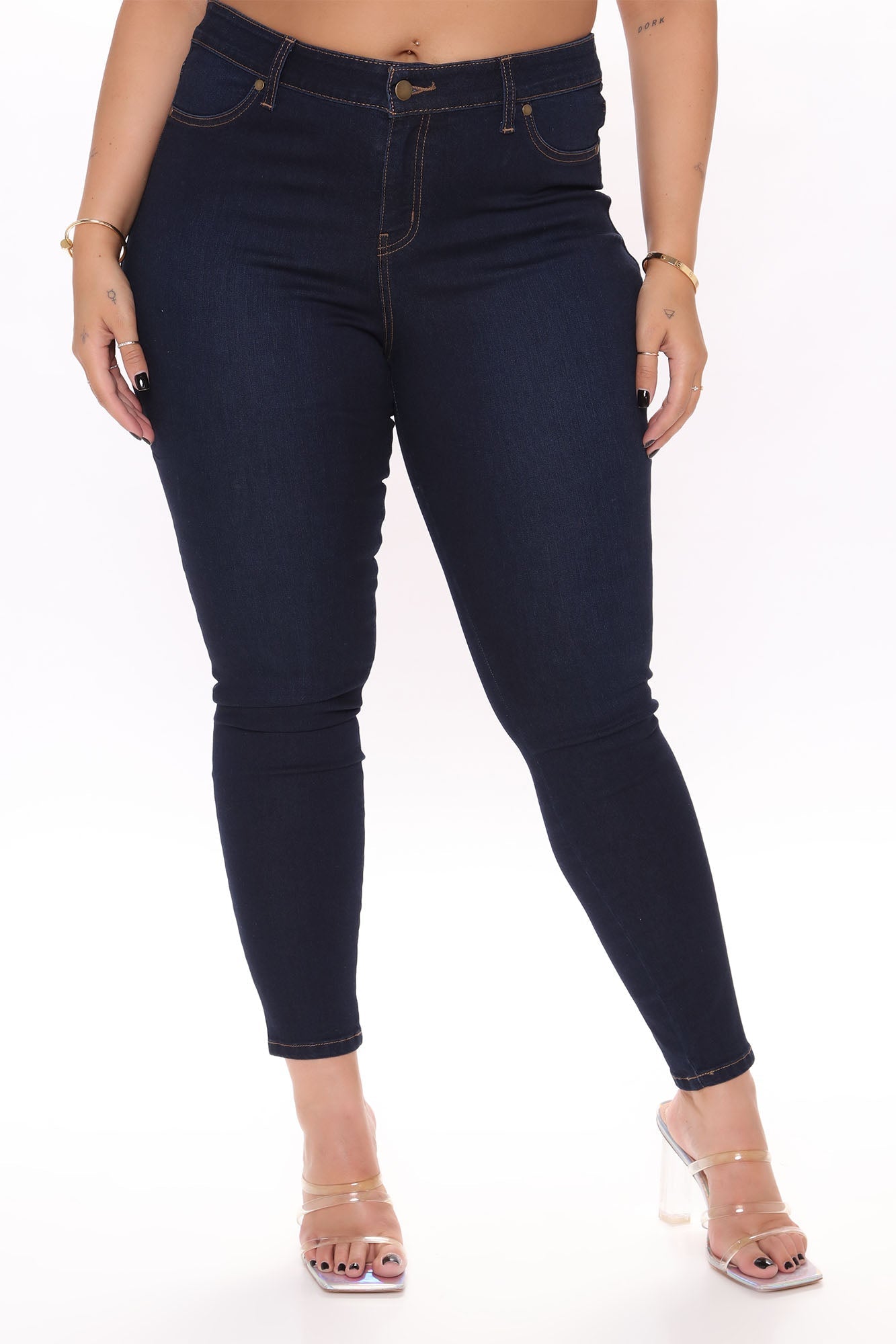 Flex Game Strong Low Rise Skinny Jeans - Dark Blue Wash