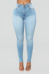 Alexa High Rise Skinny Jeans - Light Blue Wash