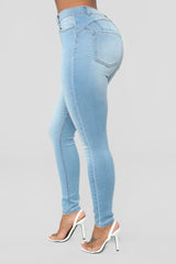 Alexa High Rise Skinny Jeans - Light Blue Wash