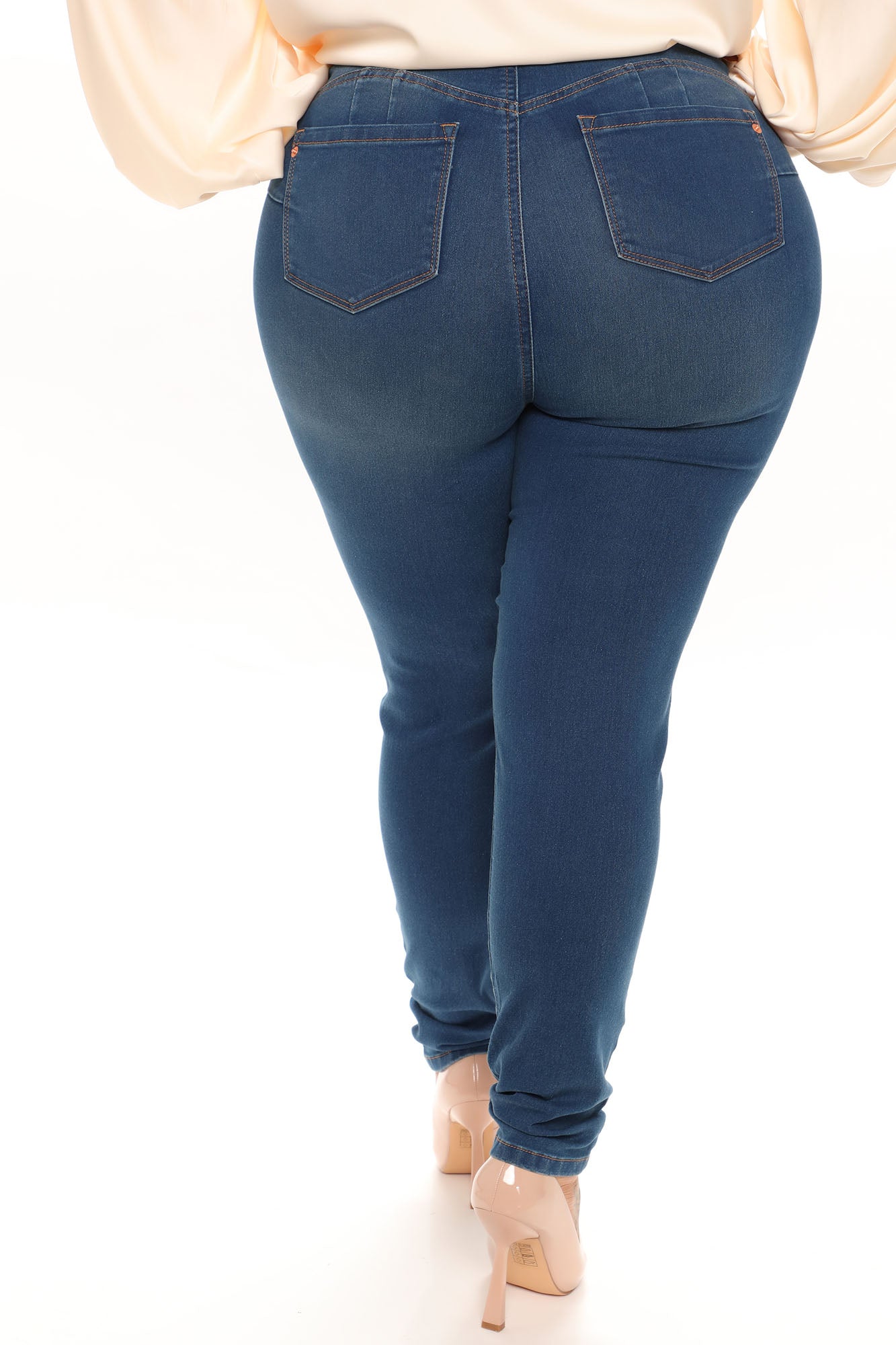 Holla Back Booty Lifting Compression Stretch Skinny Jeans - Medium Blue Wash