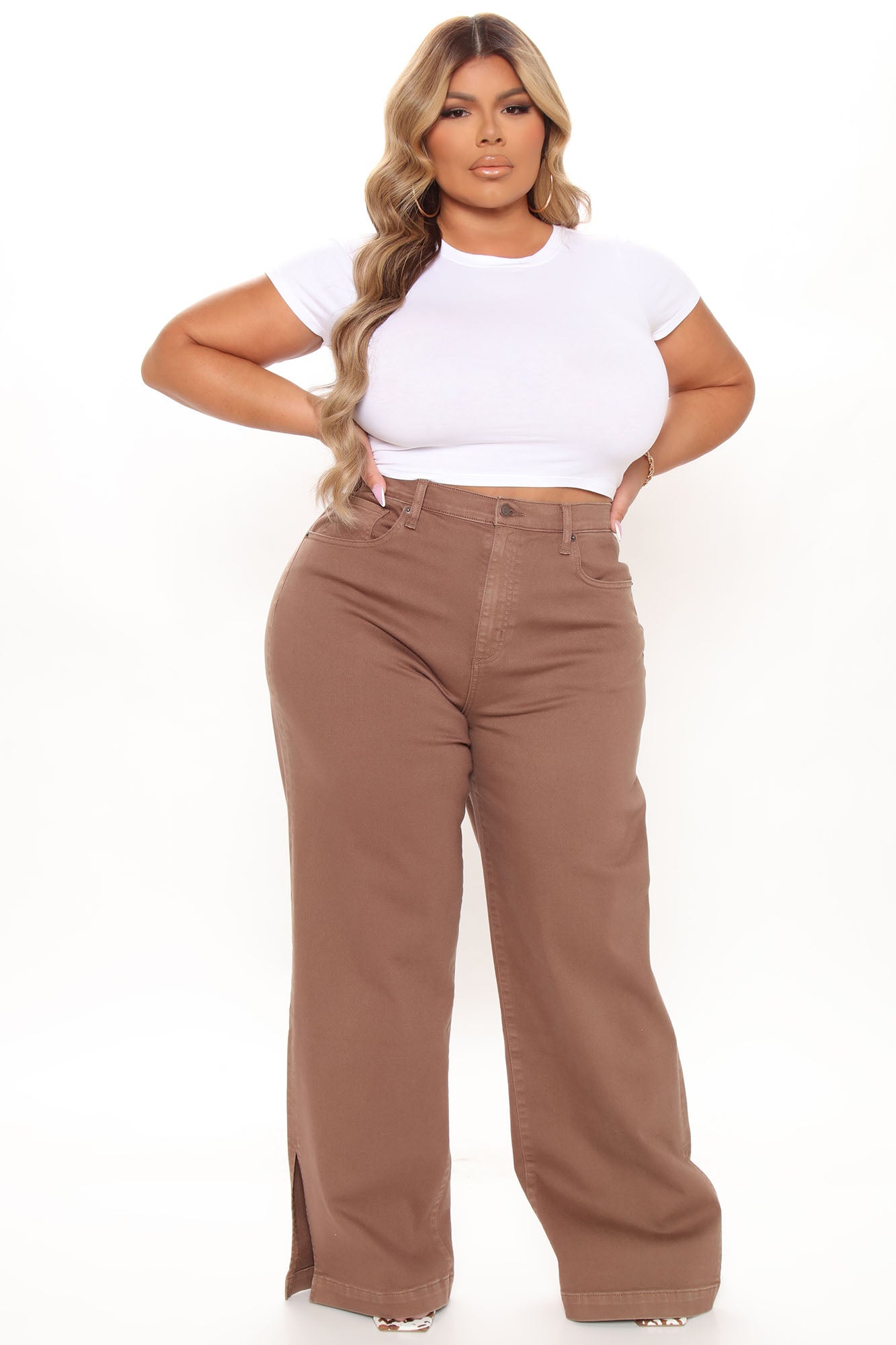 Stockholm Side Slit Wide Leg Jeans - Chocolate