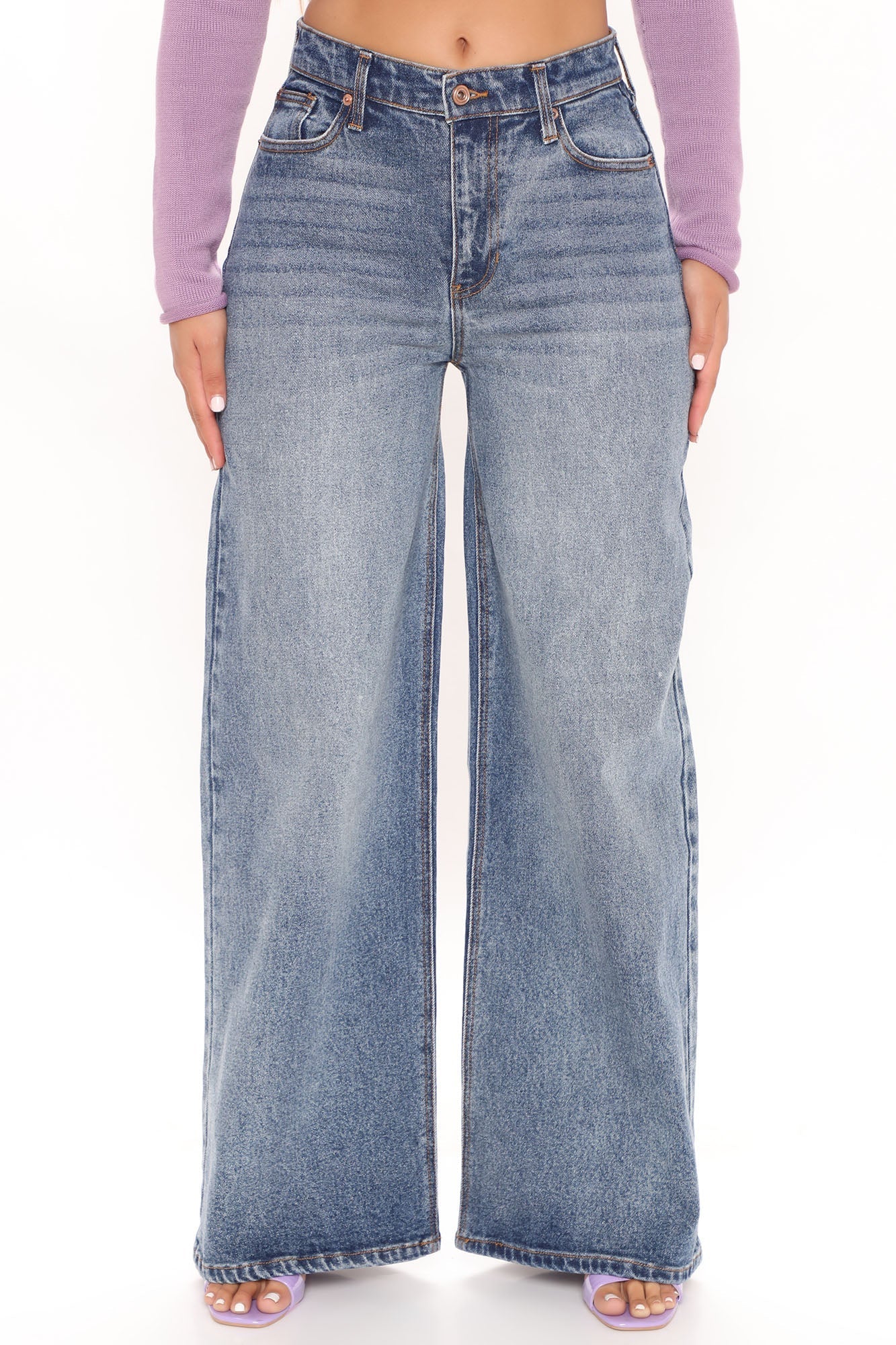 Big Playa High Rise Wide Leg Jeans - Medium Blue Wash – VP Clothes