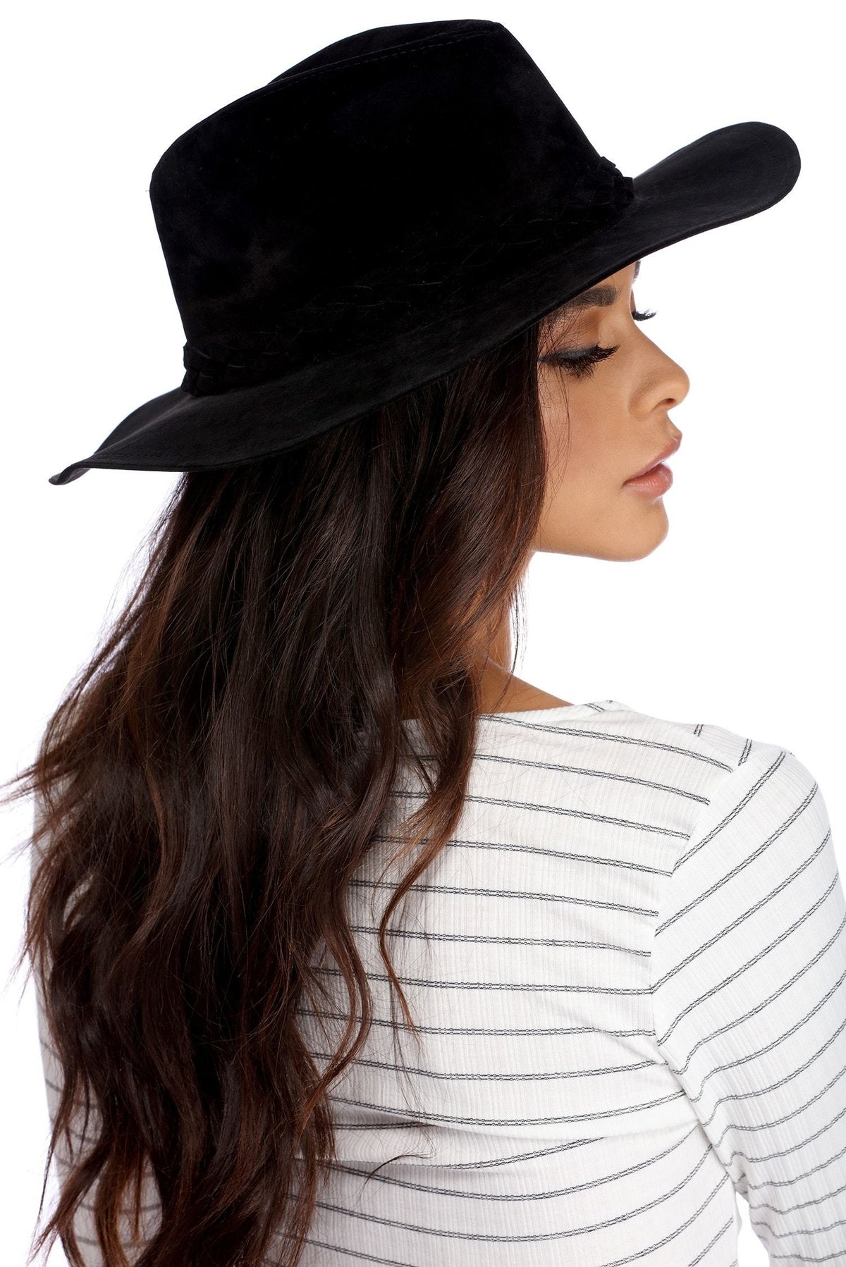 Braided Faux Suede Panama Hat