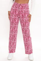 All In The Swirl Straight Leg Jeans - Pink