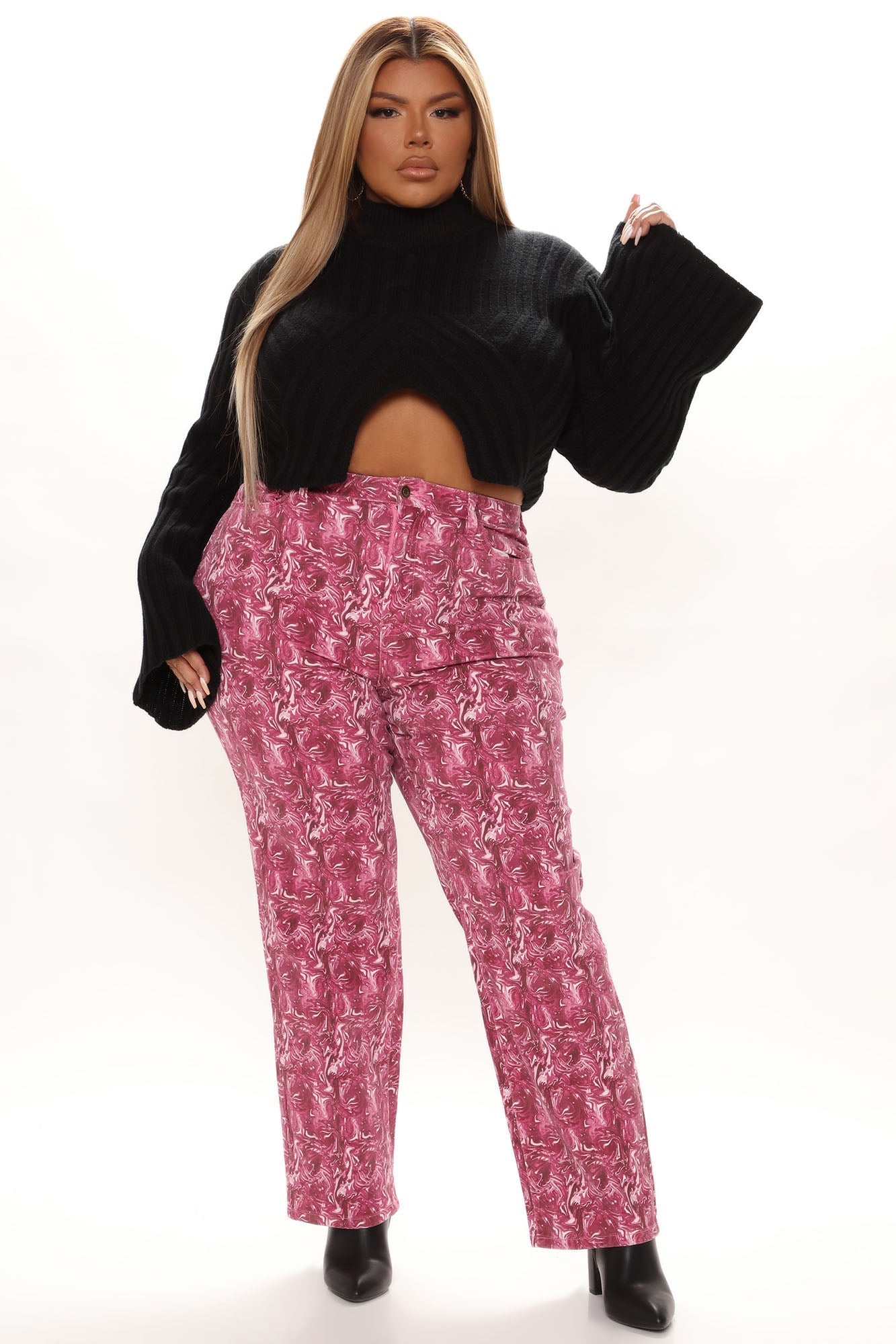 All In The Swirl Straight Leg Jeans - Pink