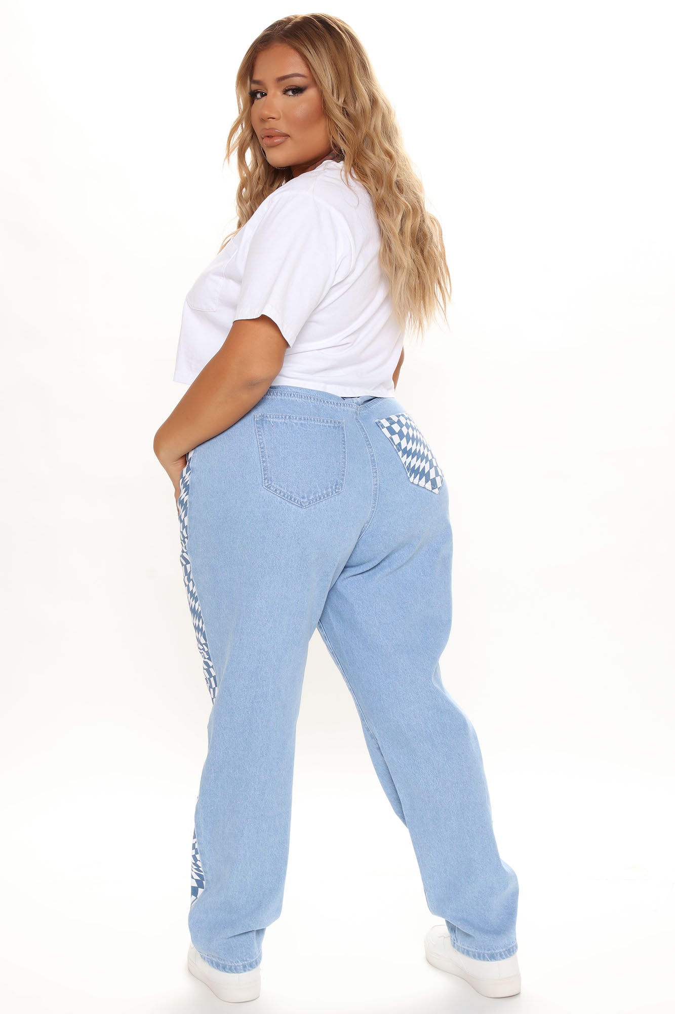 Get Trippy Print Non Stretch Mom Jeans - Blue/combo