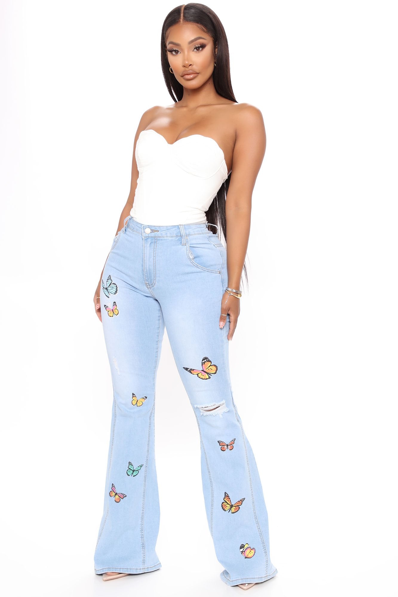 Catching Butterflies Extreme Flare Jeans - Light Blue Wash