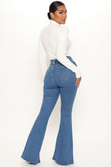 Oh She's Fancy Classic Stretch Flare Jeans - Medium Blue Wash
