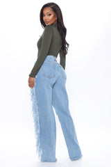 Fray Out My Way Destroyed Boyfriend Jeans - Light Blue Wash