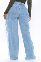 Fray Out My Way Destroyed Boyfriend Jeans - Light Blue Wash