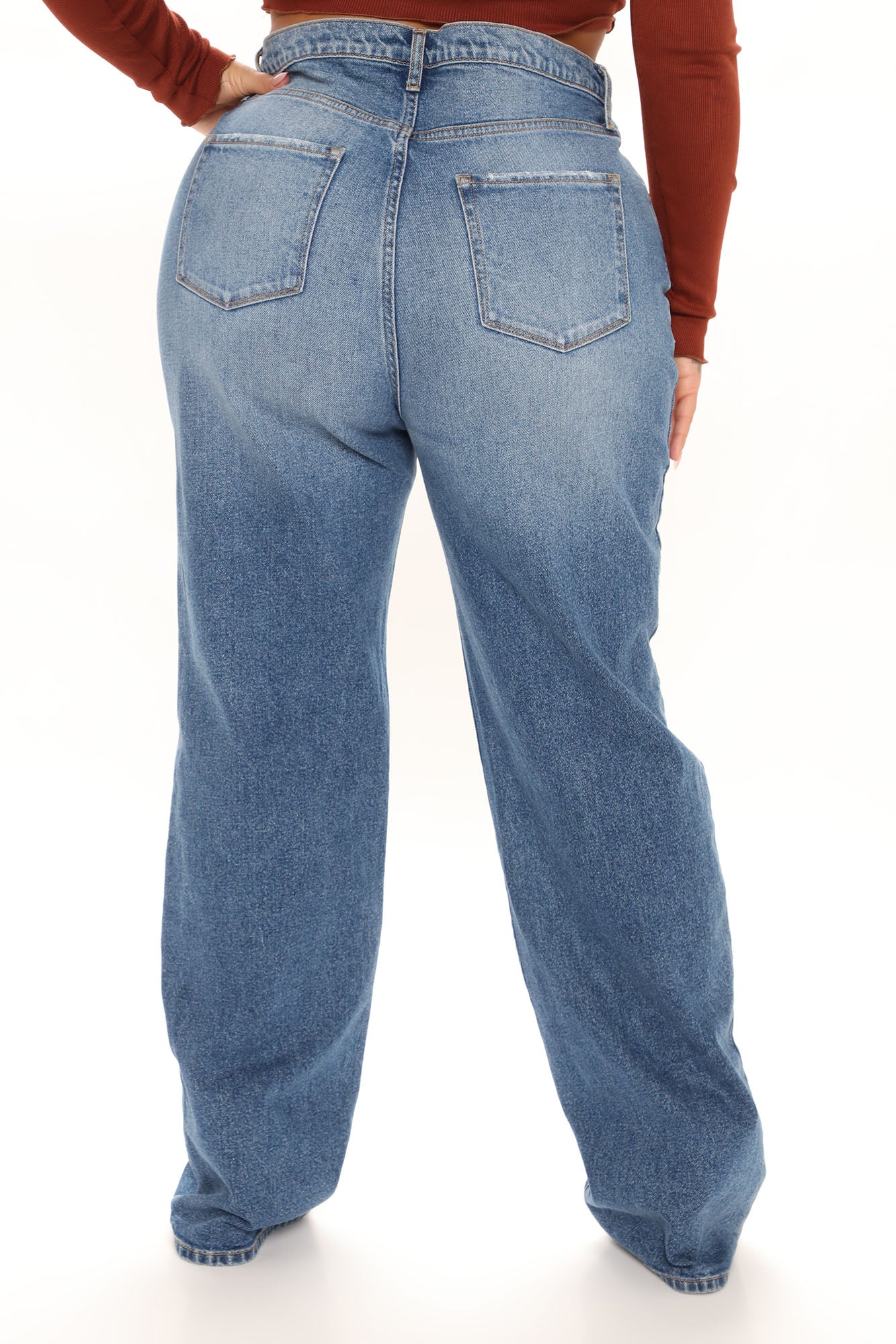 Can't You Relax Straight Leg Jeans - Medium Blue Wash