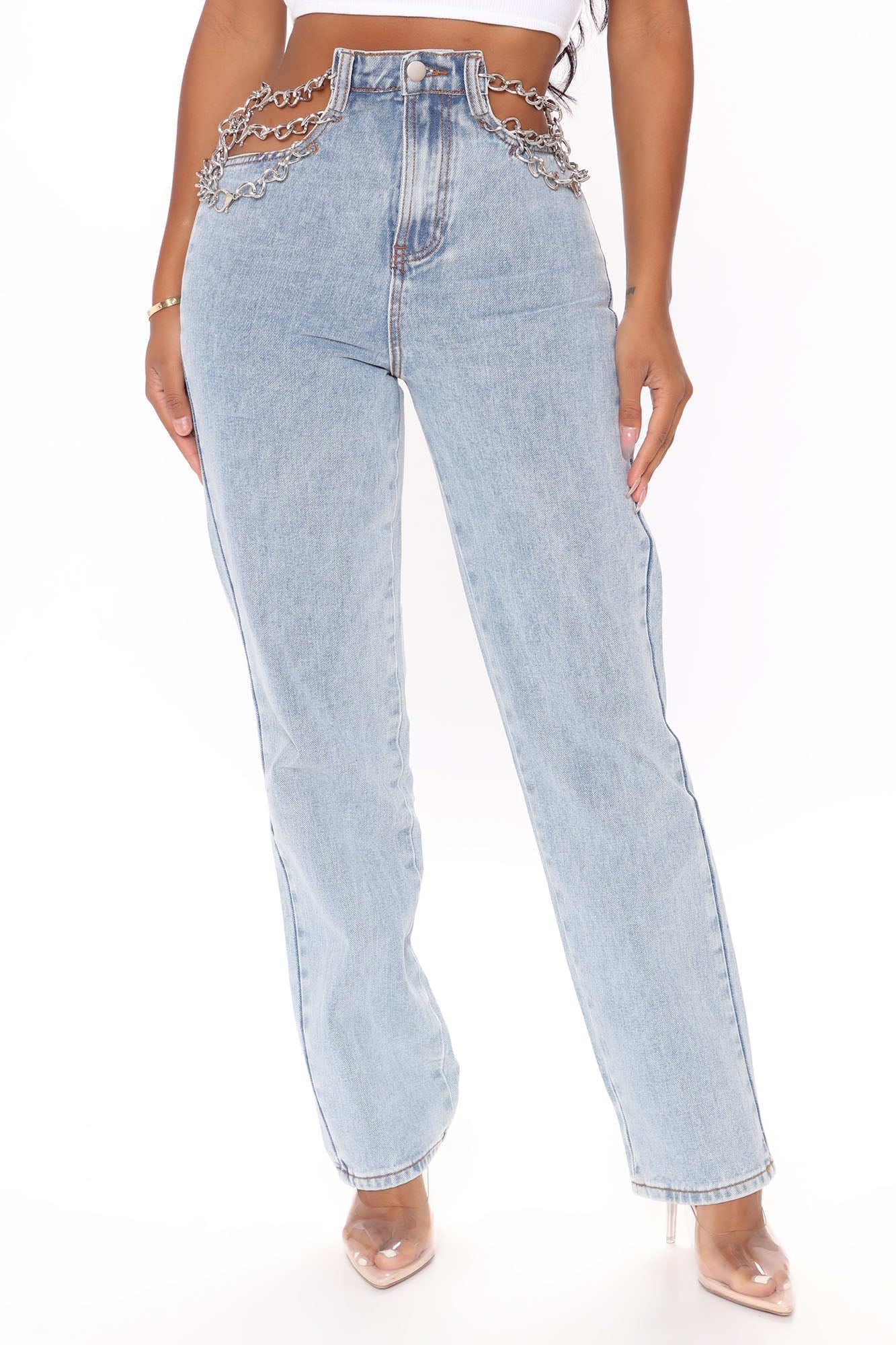 Link By Link Straight Leg Jeans - Light Blue Wash