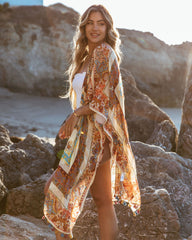 Noelle Cotton Tassel Kimono - Cream Multi